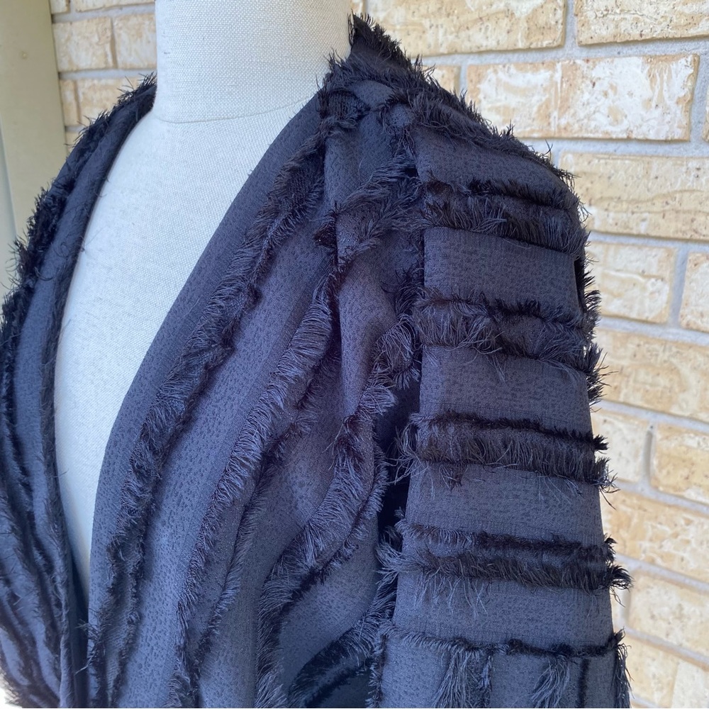 Ruffle Striped Open Jacket - Picture 2 of 8